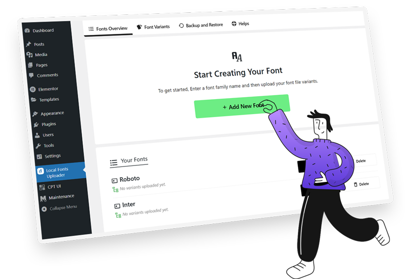 showing custom font upload