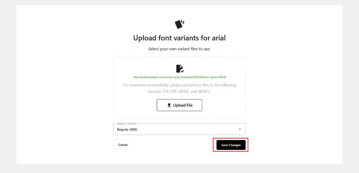 Select Font Style And Save